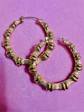 Gold Bamboo Hoop Earrings